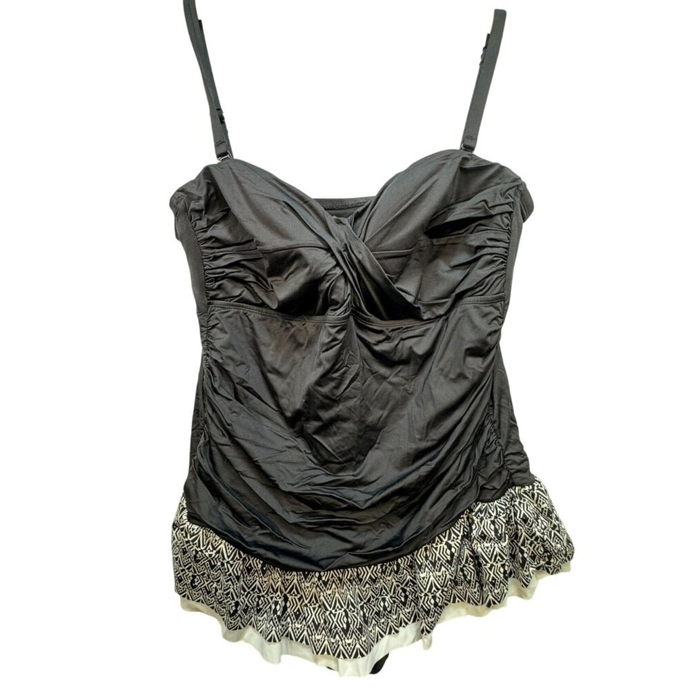 24th & Ocean Womens Baha Sweetheart Bandeau One Piece Swimdress Size 20W Black